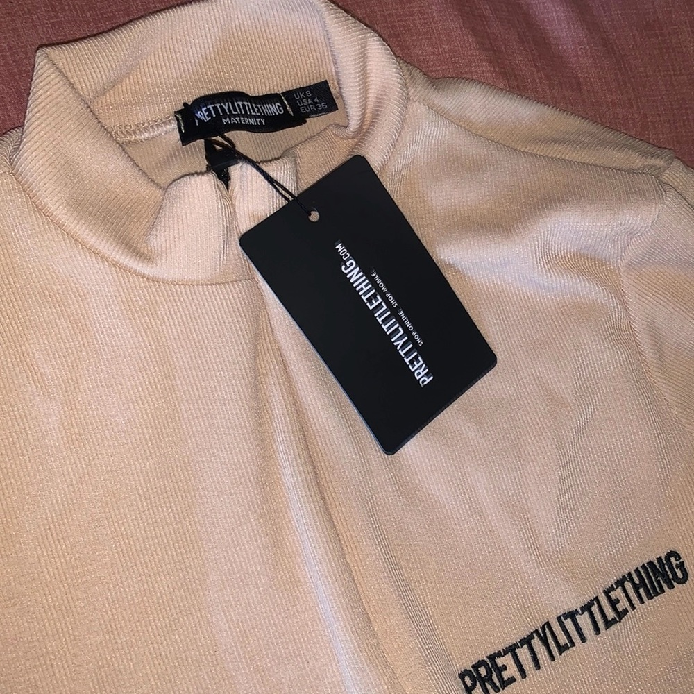 Pretty Little Thing Maternity Tan Jumpsuit (Brand New) Size 8